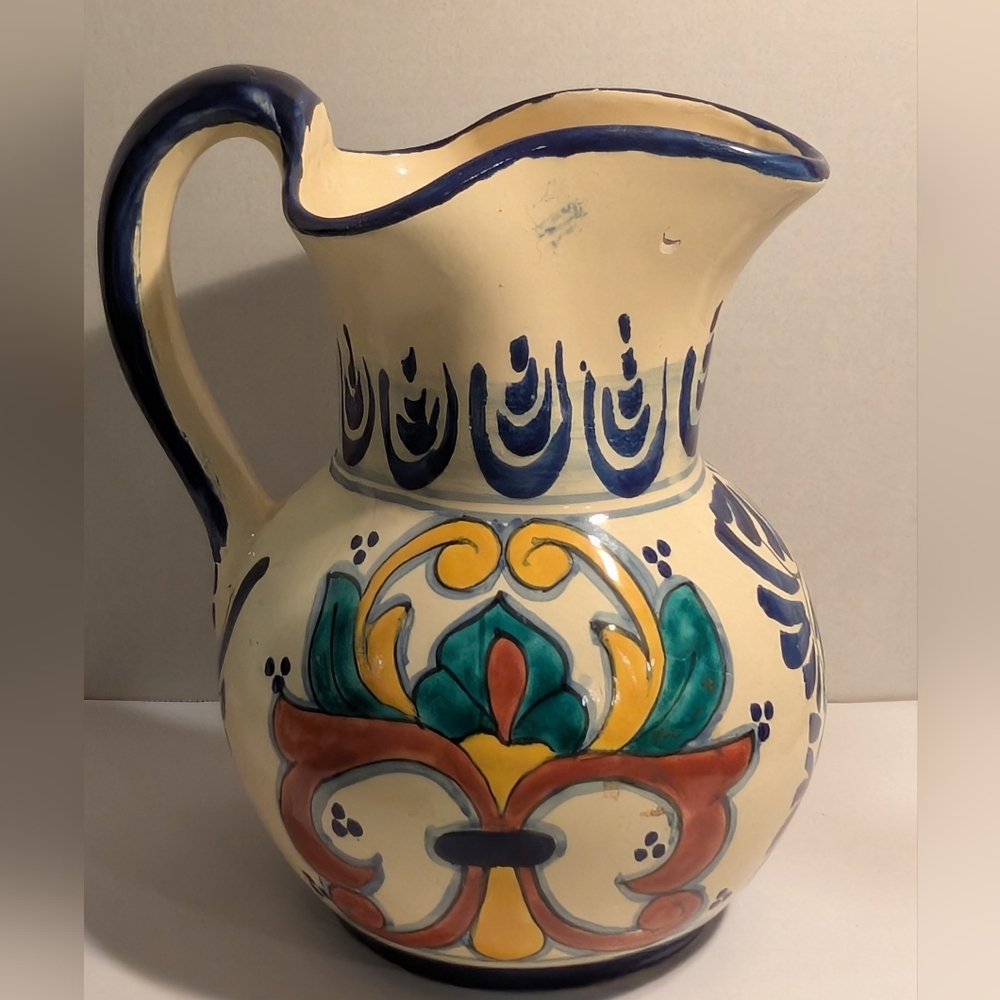Vintage Pottery Bud Vase Signed Talavera Prado Floral Mexico.